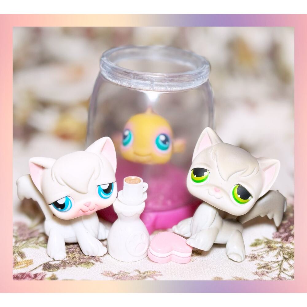 Authentic Littlest Pet Shop LPS Longhair Angora Cat 9 20 Fish Tank 10 Kitty Lot